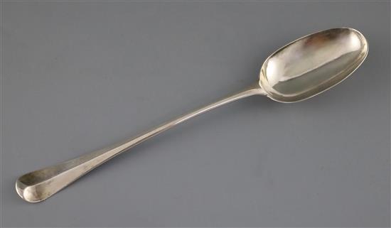 A George I silver Hanovarian rat-tail pattern basting spoon, John Hopkins?, London, 1726, 4.5 oz.